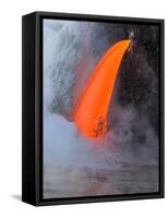 USA, Hawaii, Big Island. Lava from the Big Island's Pu'u O'o flowing into the Kalapana coast.-Julie Eggers-Framed Stretched Canvas