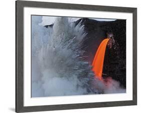 USA, Hawaii, Big Island. Lava from the Big Island's Pu'u O'o flowing into the Kalapana coast.-Julie Eggers-Framed Photographic Print