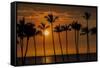 USA, Hawaii, Big Island. Sun setting on Anaehoomalu Bay.-Julie Eggers-Framed Stretched Canvas