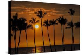 USA, Hawaii, Big Island. Sun setting on Anaehoomalu Bay.-Julie Eggers-Stretched Canvas