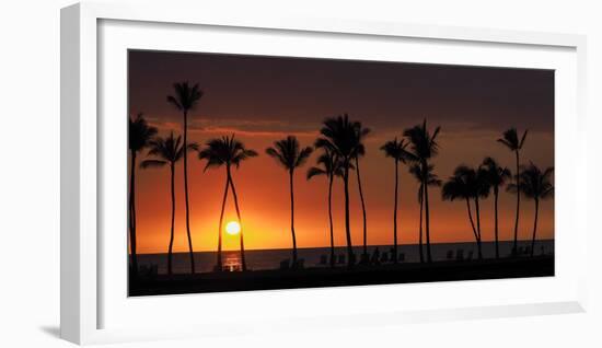 Usa, Hawaii, Big Island. Sun setting on Anaehoomalu Bay.-Julie Eggers-Framed Photographic Print