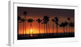 Usa, Hawaii, Big Island. Sun setting on Anaehoomalu Bay.-Julie Eggers-Framed Photographic Print