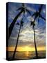 USA, Hawaii, Big Island. Sun setting on Anaehoomalu Bay.-Julie Eggers-Stretched Canvas