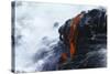 USA Hawaii Big Island Volcanos National Park Cooling Lava and Surf-Nosnibor137-Stretched Canvas