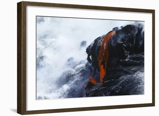 USA Hawaii Big Island Volcanos National Park Cooling Lava and Surf-Nosnibor137-Framed Photographic Print