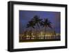 USA, Hawaii, Honolulu, Palm Trees with the night lights of Honolulu-Terry Eggers-Framed Photographic Print