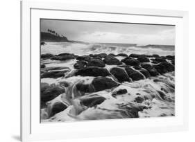 USA, Hawaii, Kauai. Black and white of rocky shoreline.-Jaynes Gallery-Framed Photographic Print