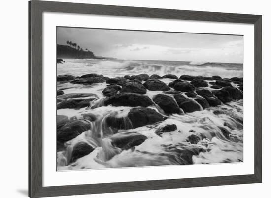 USA, Hawaii, Kauai. Black and white of rocky shoreline.-Jaynes Gallery-Framed Premium Photographic Print