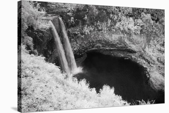 USA, Hawaii, Kauai, Infrared Island of Wailua Falls Kauai, HI,-Terry Eggers-Stretched Canvas