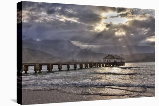 USA, Hawaii, Maui, Hanalei, Hanalei Pier at Sunset-Terry Eggers-Stretched Canvas