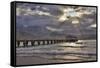 USA, Hawaii, Maui, Hanalei, Hanalei Pier at Sunset-Terry Eggers-Framed Stretched Canvas