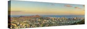 USA, Hawaii, Oahu, Honolulu Skyline and Diamond Head Crater, from Puu Ualakaa State Park-Michele Falzone-Stretched Canvas