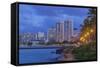 USA, Hawaii, Oahu, Honolulu, Twilight Waikiki-Rob Tilley-Framed Stretched Canvas