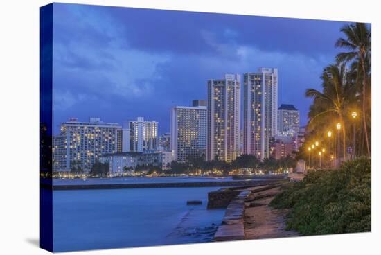 USA, Hawaii, Oahu, Honolulu, Twilight Waikiki-Rob Tilley-Stretched Canvas