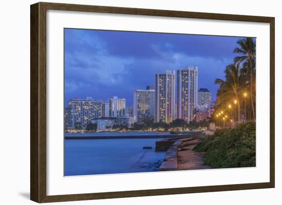 USA, Hawaii, Oahu, Honolulu, Twilight Waikiki-Rob Tilley-Framed Photographic Print