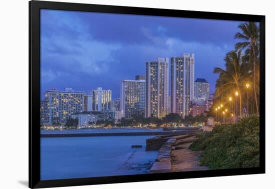 USA, Hawaii, Oahu, Honolulu, Twilight Waikiki-Rob Tilley-Framed Photographic Print