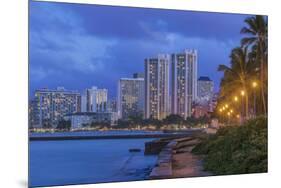 USA, Hawaii, Oahu, Honolulu, Twilight Waikiki-Rob Tilley-Mounted Premium Photographic Print