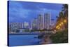 USA, Hawaii, Oahu, Honolulu, Twilight Waikiki-Rob Tilley-Stretched Canvas