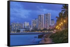USA, Hawaii, Oahu, Honolulu, Twilight Waikiki-Rob Tilley-Framed Stretched Canvas