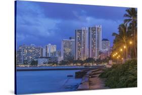 USA, Hawaii, Oahu, Honolulu, Twilight Waikiki-Rob Tilley-Stretched Canvas