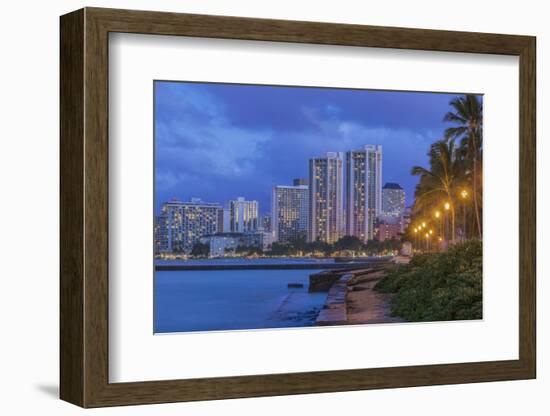 USA, Hawaii, Oahu, Honolulu, Twilight Waikiki-Rob Tilley-Framed Photographic Print