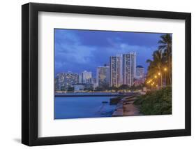 USA, Hawaii, Oahu, Honolulu, Twilight Waikiki-Rob Tilley-Framed Photographic Print