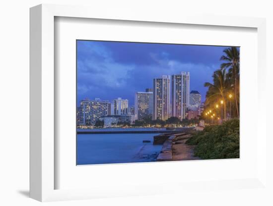 USA, Hawaii, Oahu, Honolulu, Twilight Waikiki-Rob Tilley-Framed Photographic Print