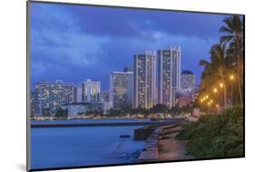 USA, Hawaii, Oahu, Honolulu, Twilight Waikiki-Rob Tilley-Mounted Photographic Print