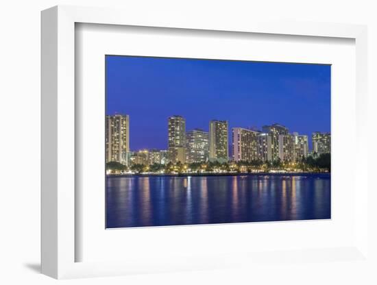 USA, Hawaii, Oahu, Honolulu, Twilight Waikiki-Rob Tilley-Framed Photographic Print