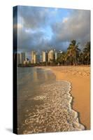 Usa, Hawaii, Oahu, Honolulu, Waikiki Beach and Skyline-Michele Falzone-Stretched Canvas