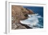 USA, Hawaii, Oahu, Honolulu. Water Shoots from Spitting Cave at Kawaihoa Point-Charles Crust-Framed Photographic Print