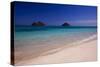 USA, Hawaii, Oahu, Lanikai Twin Mokulua Islands with Blue Water-Terry Eggers-Stretched Canvas