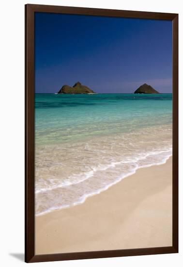 USA, Hawaii, Oahu, Lanikai Twin Mokulua Islands with Blue Water-Terry Eggers-Framed Photographic Print