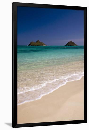 USA, Hawaii, Oahu, Lanikai Twin Mokulua Islands with Blue Water-Terry Eggers-Framed Photographic Print