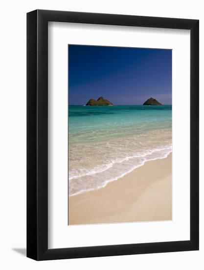 USA, Hawaii, Oahu, Lanikai Twin Mokulua Islands with Blue Water-Terry Eggers-Framed Photographic Print