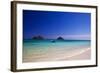 USA, Hawaii, Oahu, Sail Boat at Anchor in Blue Water with Swimmer-Terry Eggers-Framed Photographic Print