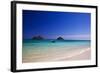 USA, Hawaii, Oahu, Sail Boat at Anchor in Blue Water with Swimmer-Terry Eggers-Framed Photographic Print