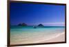 USA, Hawaii, Oahu, Sail Boat at Anchor in Blue Water with Swimmer-Terry Eggers-Framed Photographic Print