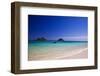 USA, Hawaii, Oahu, Sail Boat at Anchor in Blue Water with Swimmer-Terry Eggers-Framed Photographic Print