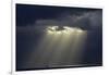 USA, Hawaii, Oahu, Ship and Rays of Sunlight Off Honolulu-David Wall-Framed Premium Photographic Print