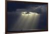 USA, Hawaii, Oahu, Ship and Rays of Sunlight Off Honolulu-David Wall-Framed Premium Photographic Print