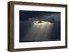 USA, Hawaii, Oahu, Ship and Rays of Sunlight Off Honolulu-David Wall-Framed Photographic Print