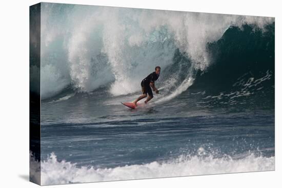 USA, Hawaii, Oahu, Surfers in Action at the Pipeline-Terry Eggers-Stretched Canvas