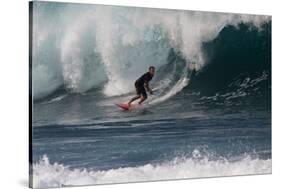 USA, Hawaii, Oahu, Surfers in Action at the Pipeline-Terry Eggers-Stretched Canvas