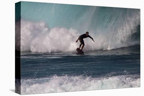 USA, Hawaii, Oahu, Surfers in Action at the Pipeline-Terry Eggers-Stretched Canvas