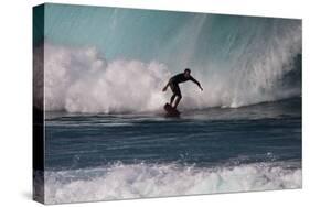 USA, Hawaii, Oahu, Surfers in Action at the Pipeline-Terry Eggers-Stretched Canvas