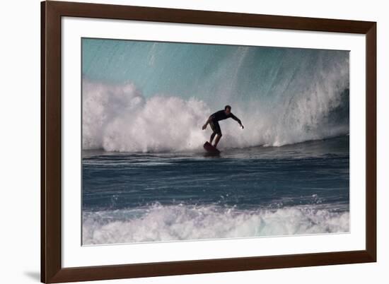 USA, Hawaii, Oahu, Surfers in Action at the Pipeline-Terry Eggers-Framed Photographic Print