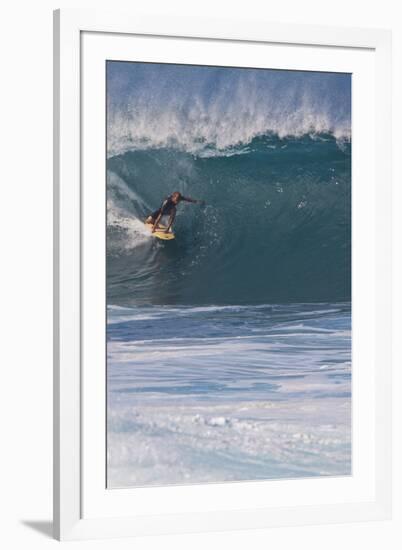 USA, Hawaii, Oahu, Surfers in Action at the Pipeline-Terry Eggers-Framed Photographic Print