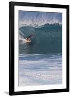 USA, Hawaii, Oahu, Surfers in Action at the Pipeline-Terry Eggers-Framed Photographic Print