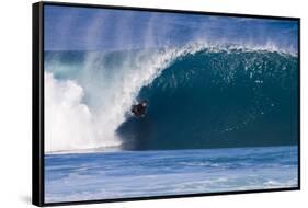 USA, Hawaii, Oahu, Surfers in Action at the Pipeline-Terry Eggers-Framed Stretched Canvas